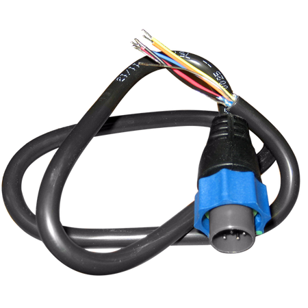 Transducer kabel med blå 7-P stik og løse ledninger set fra siden