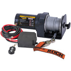 Rock RP2000 el-trailerspil set fra siden med synlig motor og kontrolpanel.