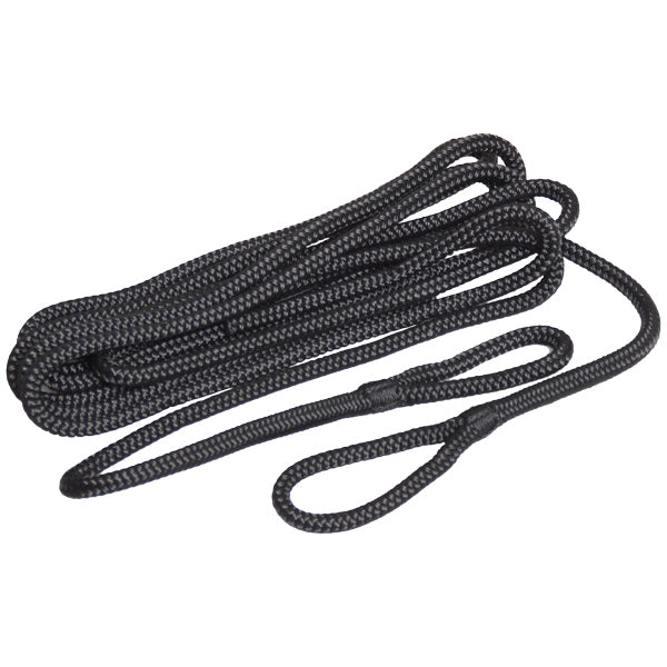 Robline fenderline i sort, flettet design, 6mm x 1,5m.