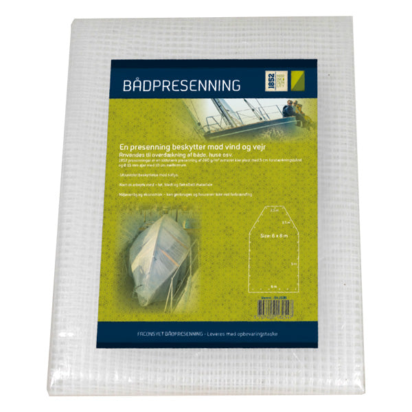 Proflex presenning fra 1852, formsyet 6 x 12 m, set fra siden.