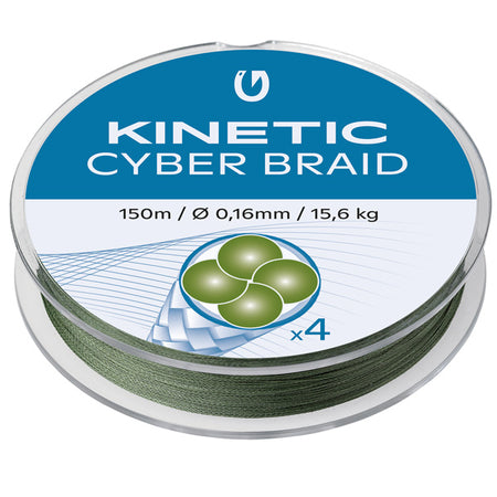Kinetic Cyber Braid snøre vist fra siden, viser tykkelsen på 0,30mm.