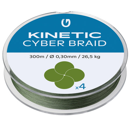 Kinetic Cyber Braid snøre rullet op på spole, klar til brug.