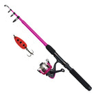 Kinetic Lille Viking Go Fishing 5,6 fod Spin fiskestang i pink farve, set forfra.