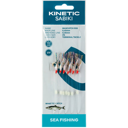 Kinetic Sabiki sildeforfang MaxCatch Fishskin multi #6 med flere kroge i naturlige farver