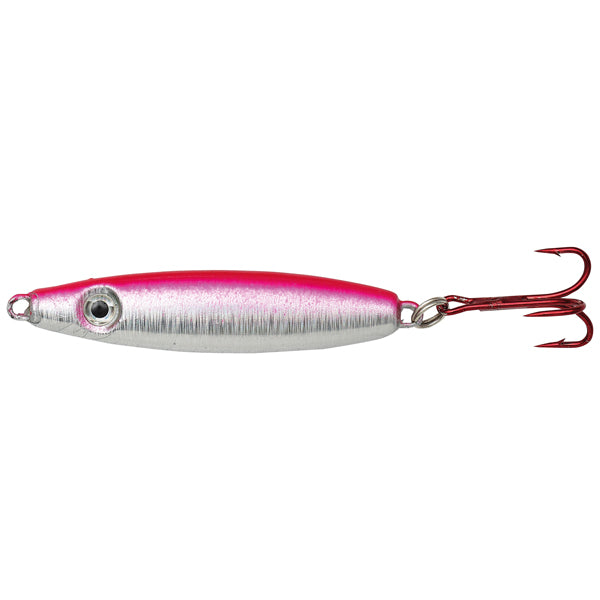 Kinetic Crazy Herring 60g med pink og crystal farver, viste fra siden.