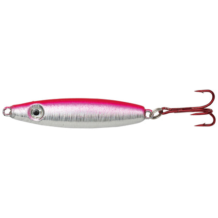 Kinetic Crazy Herring 60g med pink og crystal farver, viste fra siden.