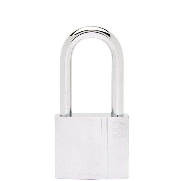 Abloy hængelås PL330/25 vist fra siden, fremhæver den kompakte størrelse.