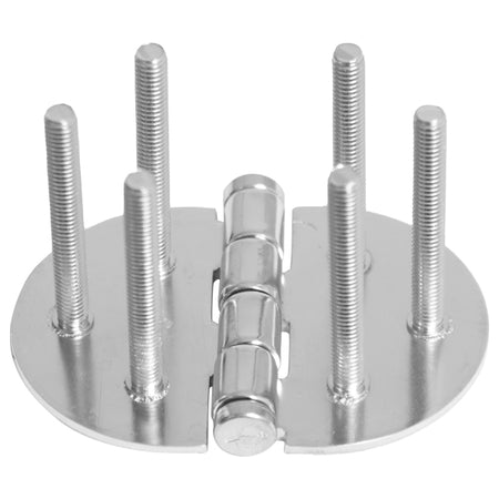 Roca hængsel 60x85mm set forfra med M6 skruer i rustfrit stål.