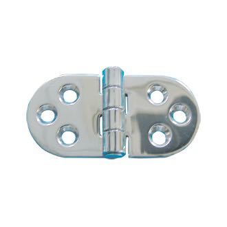 SeaTec hængsel i rustfrit stål, set forfra, klar til montering på båd.