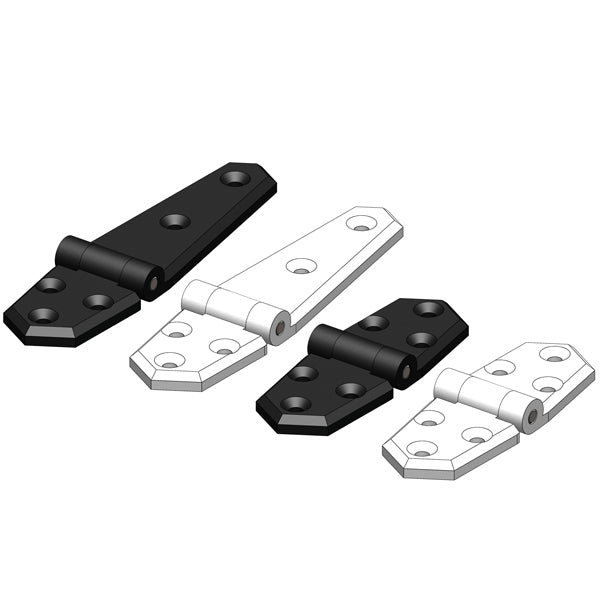 Trudesign hængsel, set fra siden, med detaljeret design