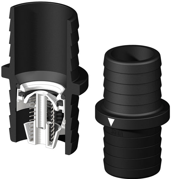 Trudesign kontraventil 25 mm set forfra med tilslutninger.