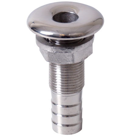 Gennemføring RF 1/2" slange 18mm AISI 316 set forfra på hvid baggrund