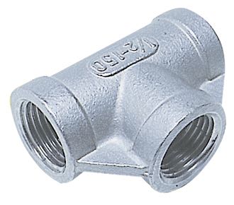 T-stykke 1 1/2" RF i AISI 316 rustfrit stål, set skråt fra siden