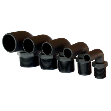 Trudesign slangestuds 90° i sort komposit, set fra siden.
