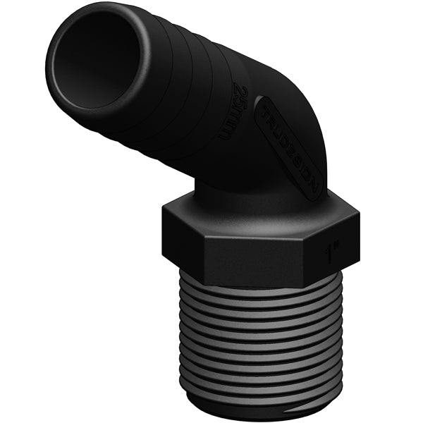 Trudesign slangestuds i sort komposit vinkel 120°, 1 1/2".