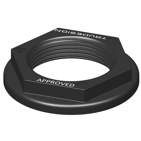 Trudesign møtrik 1/2" sort til skroggennemføring set fra siden