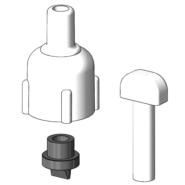 Trudesign studs til antihævert med værktøj set fra siden, hvid farve.