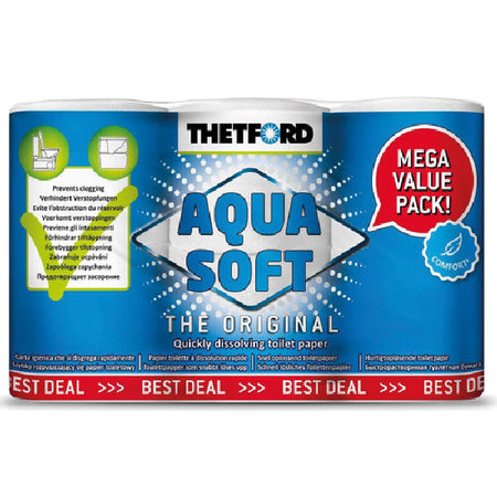 Thetford Aqua soft toiletpapir i Mega Value Pack med 6 ruller