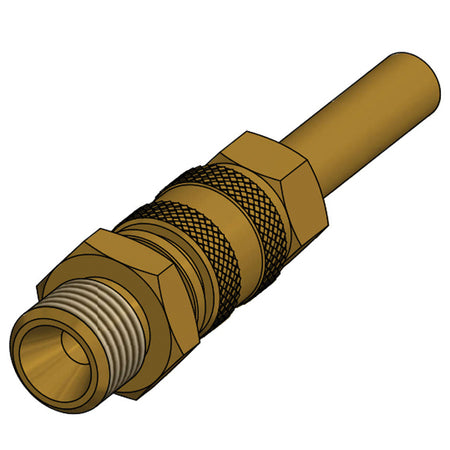 Gas quick kobling fra IGT med Ø8mm rør og 1/4" han gevind.