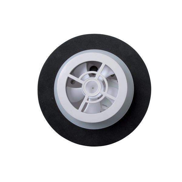 Oversigt over SeaTec solcelle ventilator med kontakt og diameter på 220 mm.