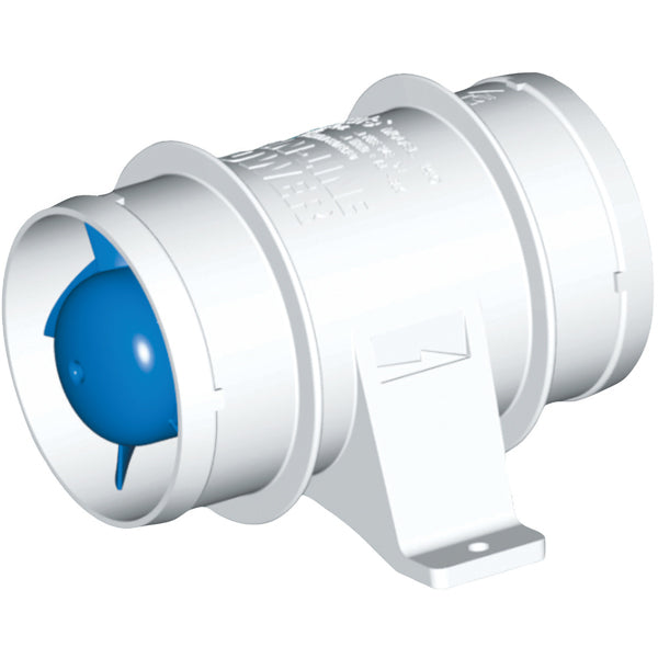 Rule motorrums ventilator inline 24v 75mm set forfra, ideel til bådmotorer
