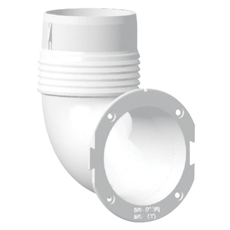 Nuova Rade slangeadapter 90° til ventilgæller set forfra, designet til 70 eller 76 mm rør.
