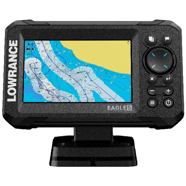 Sidelys på Lowrance Fishfinder Eagle 5 med leveringsindhold