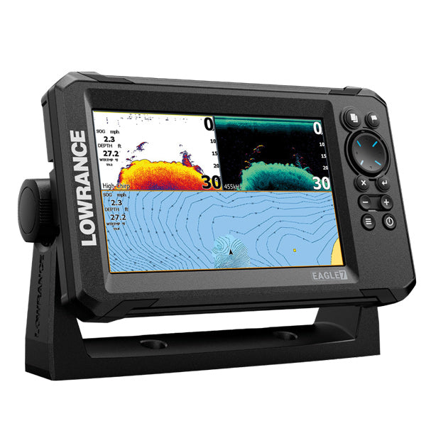 Brug af Lowrance Eagle 7 under fiskeri med detaljeret grafik