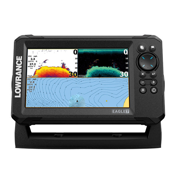Lowrance 7 Splitshot HD ekkolod set fra siden med touchscreen
