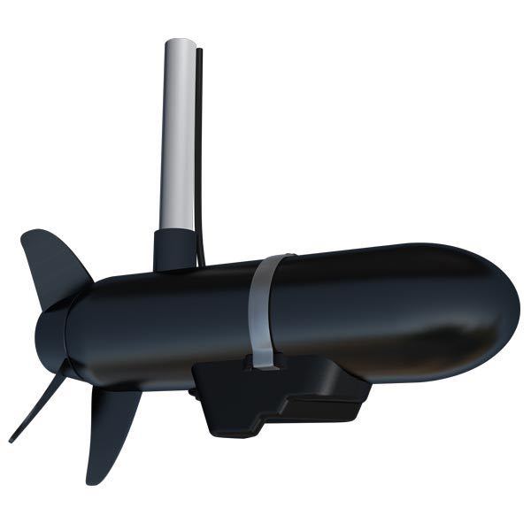 Navico Spotlight scan transducer set op med heading sensor, viser kompakt design og tilslutninger.