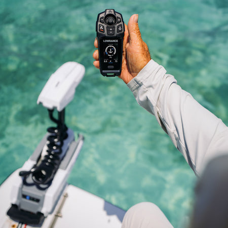 Detaljeret visning af kontrolpanelet på Lowrance motor