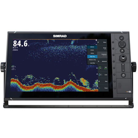 Simrad S2016 ekkolod set fra siden med 16" skærm og kontrolpanel