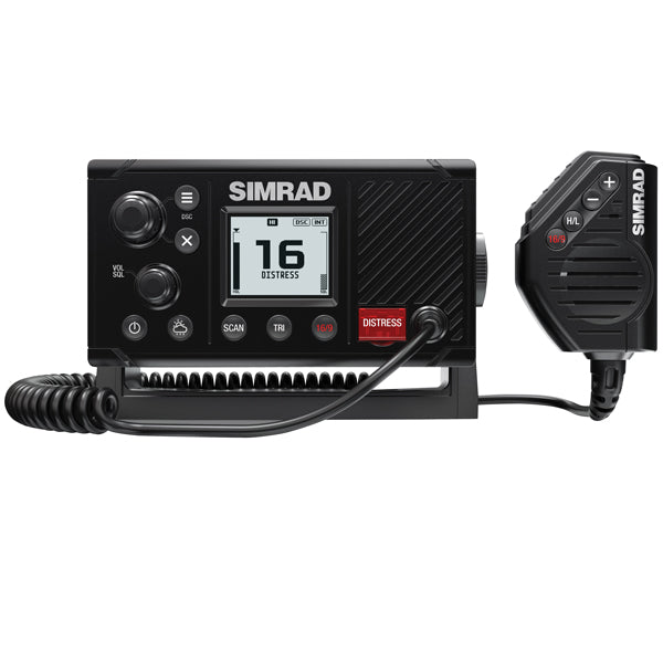 Simrad RS20S VHF med GPS, set forfra og med skærmdisplay