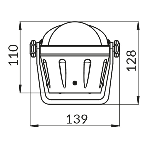 Riviera bøjle kompas ARTICA BA2 12 V monteret på båd, viser kompassets mål og design.