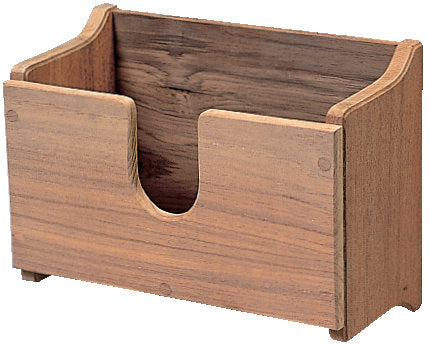 Roca kikkertholder i teak, set forfra med detaljeret finish