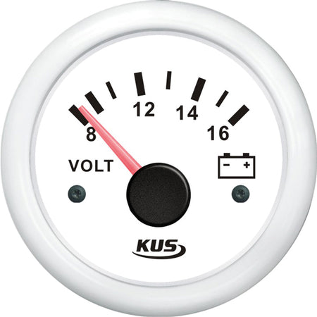 Kus voltmeter i hvid, flot design til 12V installationer