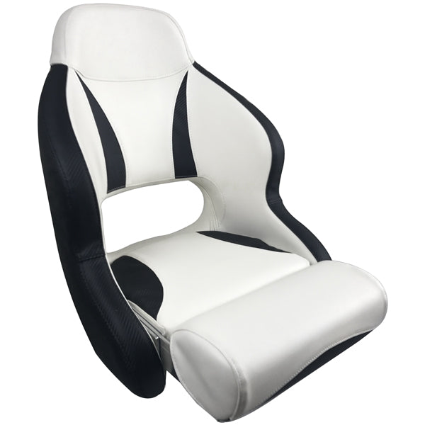 ESM H52 deluxe sport flip up stol i hvid med carbon sort, set fra siden