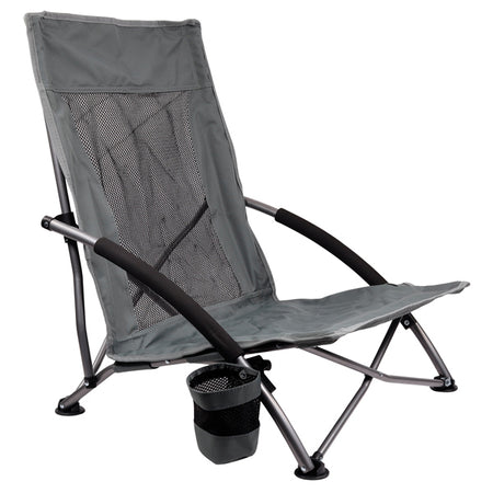 SeaTec sammenklappelig strandstol set fra siden med justerbar ryg.