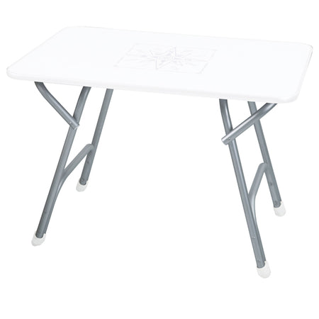 Aluminium dobbeltben til klapbord, set fra siden.