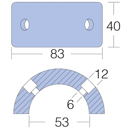 Gori 3-blads propeller fra Tecnoseal vist fra siden