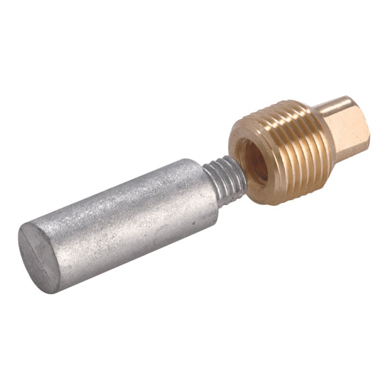 Tecnoseal zink møtrik set fra siden, klar til installation på Volvo motor.
