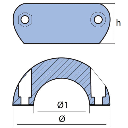 Akselanode fra Tecnoseal Ø30mm monteret på båd, for at forhindre korrosion.