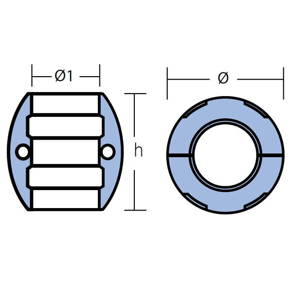 Oversigt over Tecnoseal zinkanode aksel i installert position på en båd.