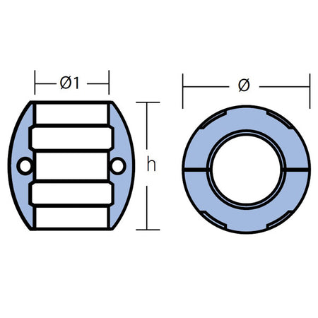 Oversigt over Tecnoseal zinkanode aksel i installert position på en båd.