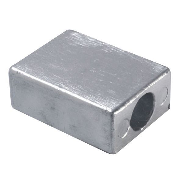 Tecnoseal zinkanode set fra siden, ideel til OMC motorer 160-280 hk.
