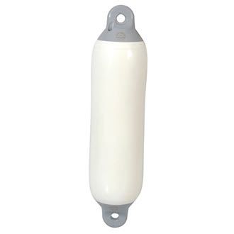 Dan-Fender 822 fender i hvid med grå top, klar til montering på båd