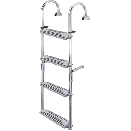 Nuova Rade badestige i stål med fire trin, monteret på en båd