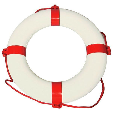 SeaTec redningskrans i hvid med udvendig diameter på 58 cm, set forfra