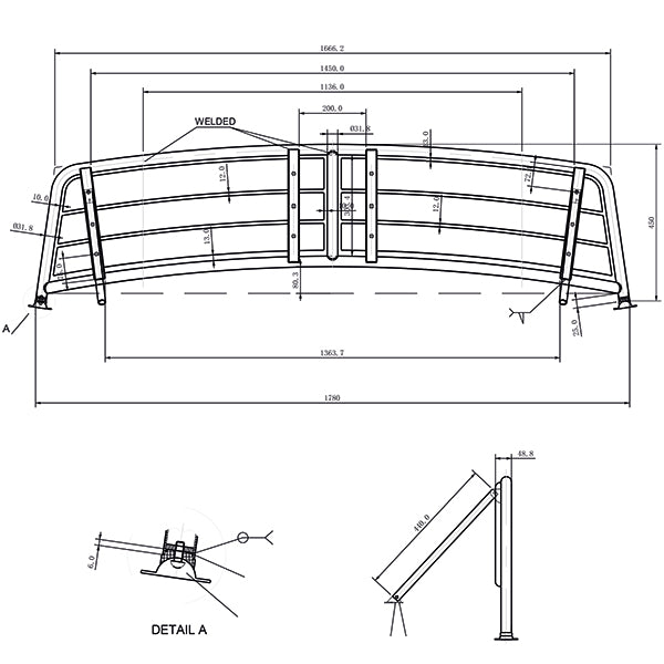 Detalje af badeplatformens rør og monteringssystem fra 1852