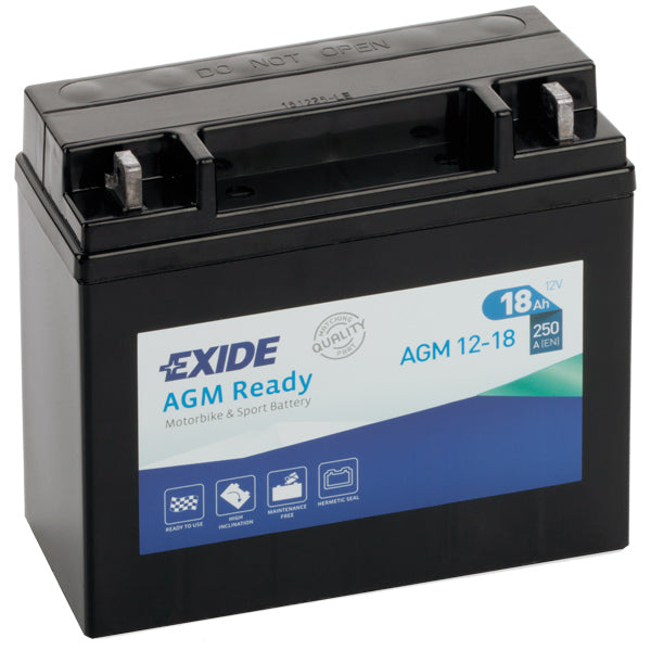 Exide AGM batteri på hvid baggrund